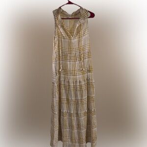 Max Studio Yellow and White Plaid Maxi Skirt